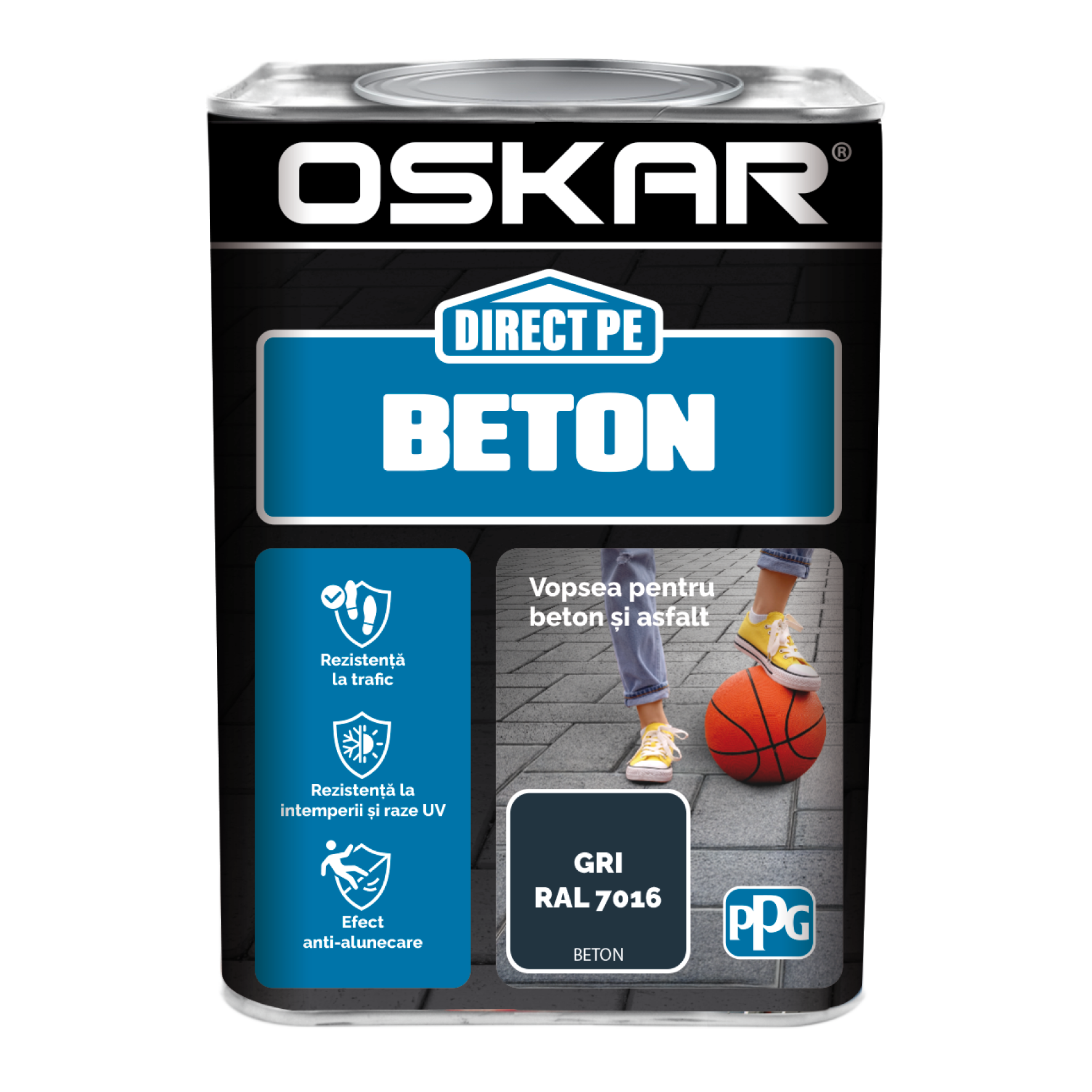 Email Oskar Direct pe beton, gri RAL7016, interior/exterior, 0.75 l