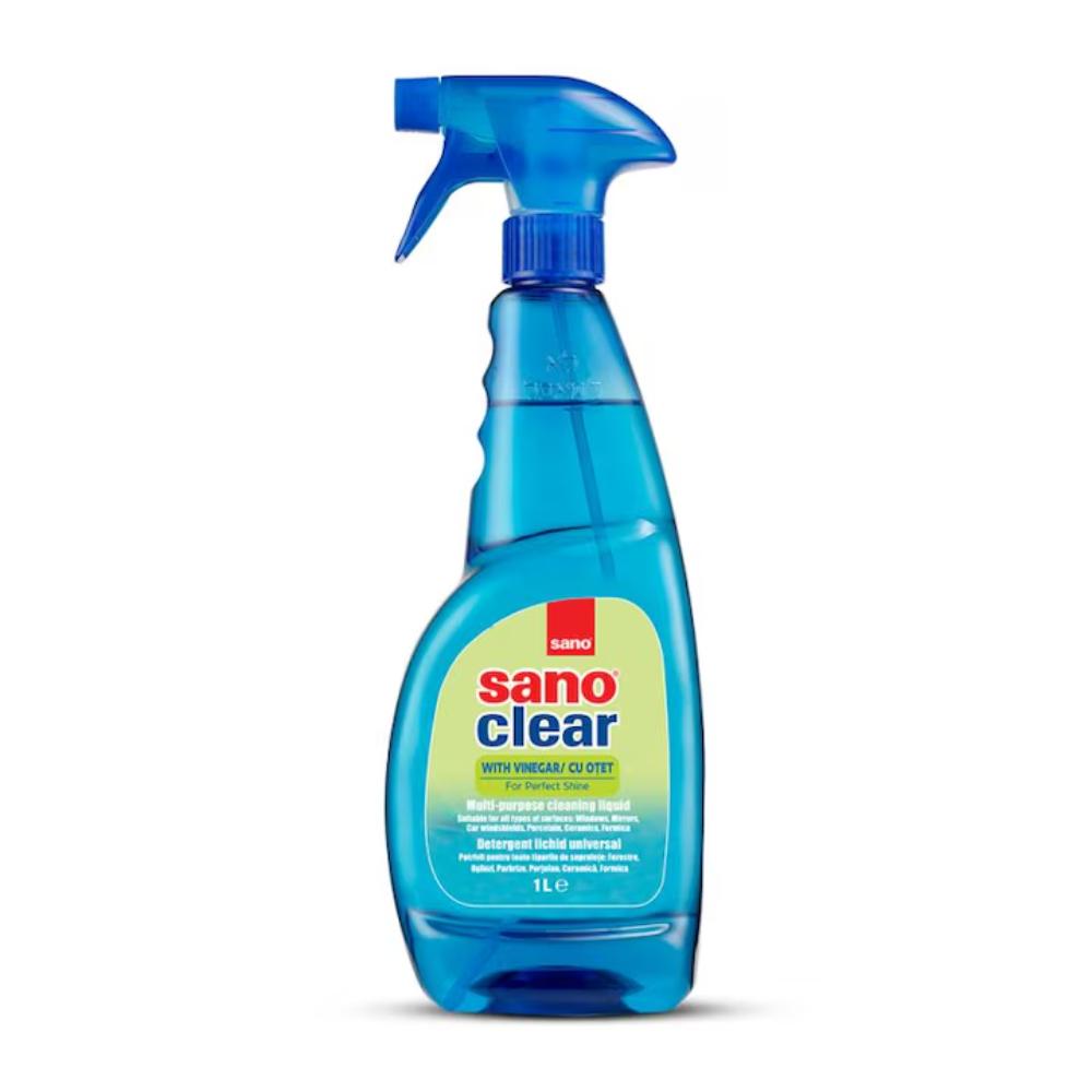 Solutie geamuri cu otet Sano Clear, pulverizator, 1 l