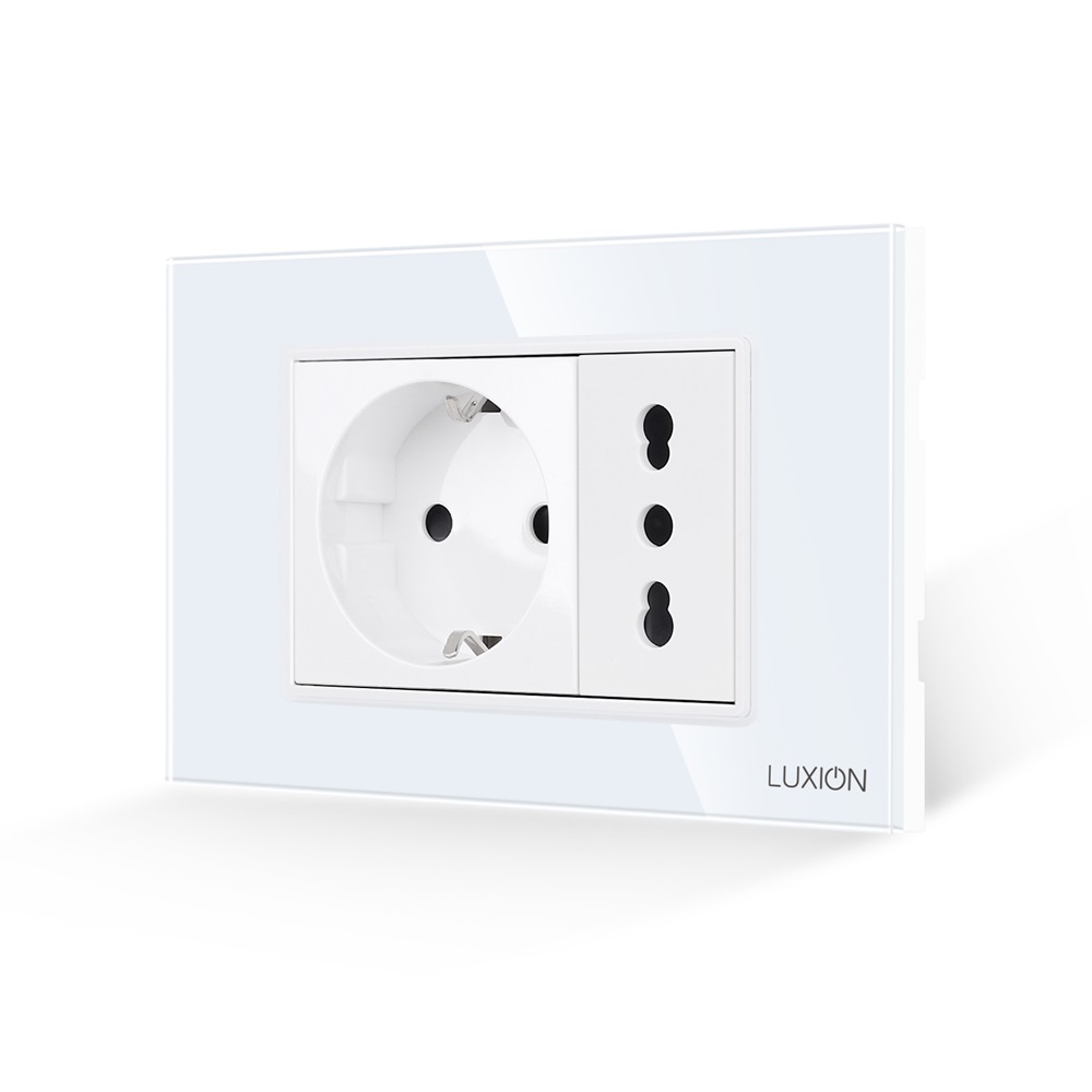 Priza Schuko + Universala Italiana cu Rama din Sticla LUXION, Standard Italian, 3M