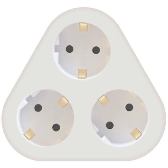 Stecher Triplu  Contact Protectie Schuko MT-3WH Alb