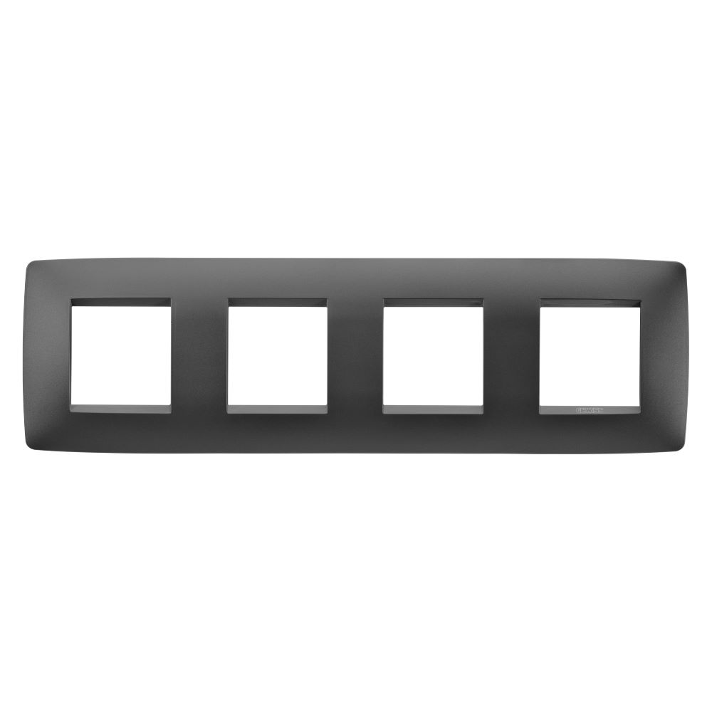Rama decorativa modulara GW16128VN Gewiss One, (2+2+2+2) module orizontal, negru satinat