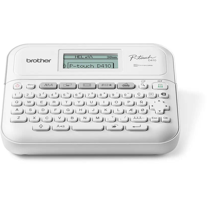 Imprimanta Etichete PT-D410 cu USB Tastatura QWERTY  LCD Tehnologie Direct Termica Alb