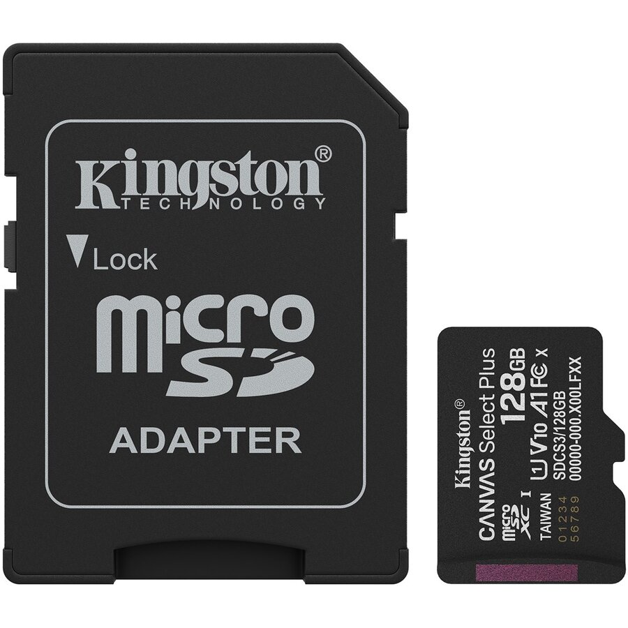 Card Technology 128GB microSDXC Canvas Select Plus Gen3 150MB/s A1+ Adapter