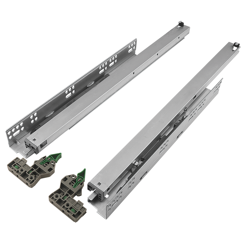 Glisiera ascunsa Teko, extractie totala, push-open si amortizare, otel si plastic, zincat, 400 mm