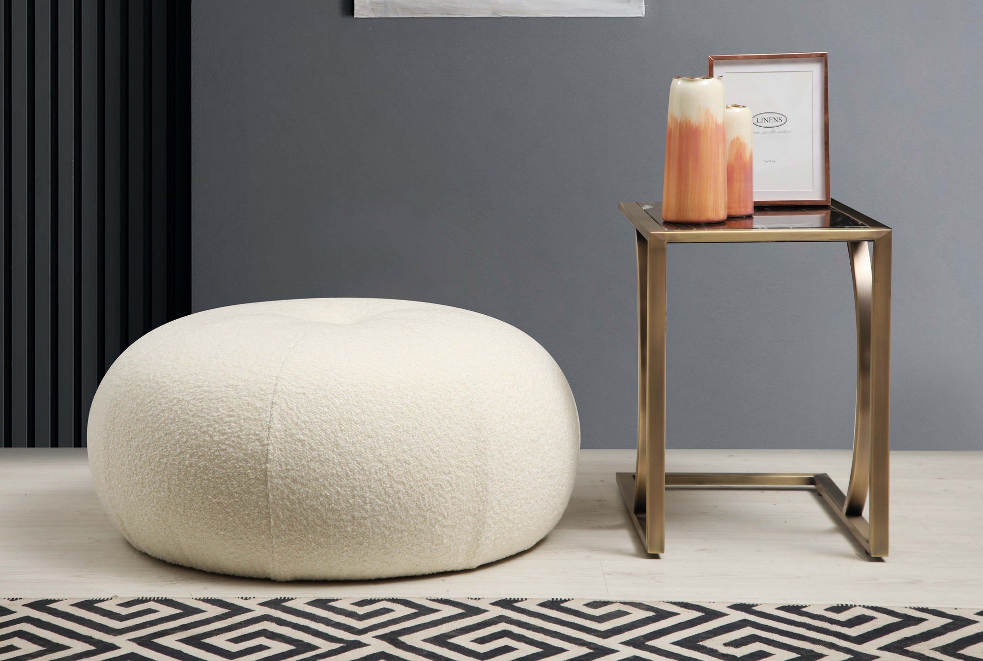 Taburet cu Spuma Tina - Bouclet White