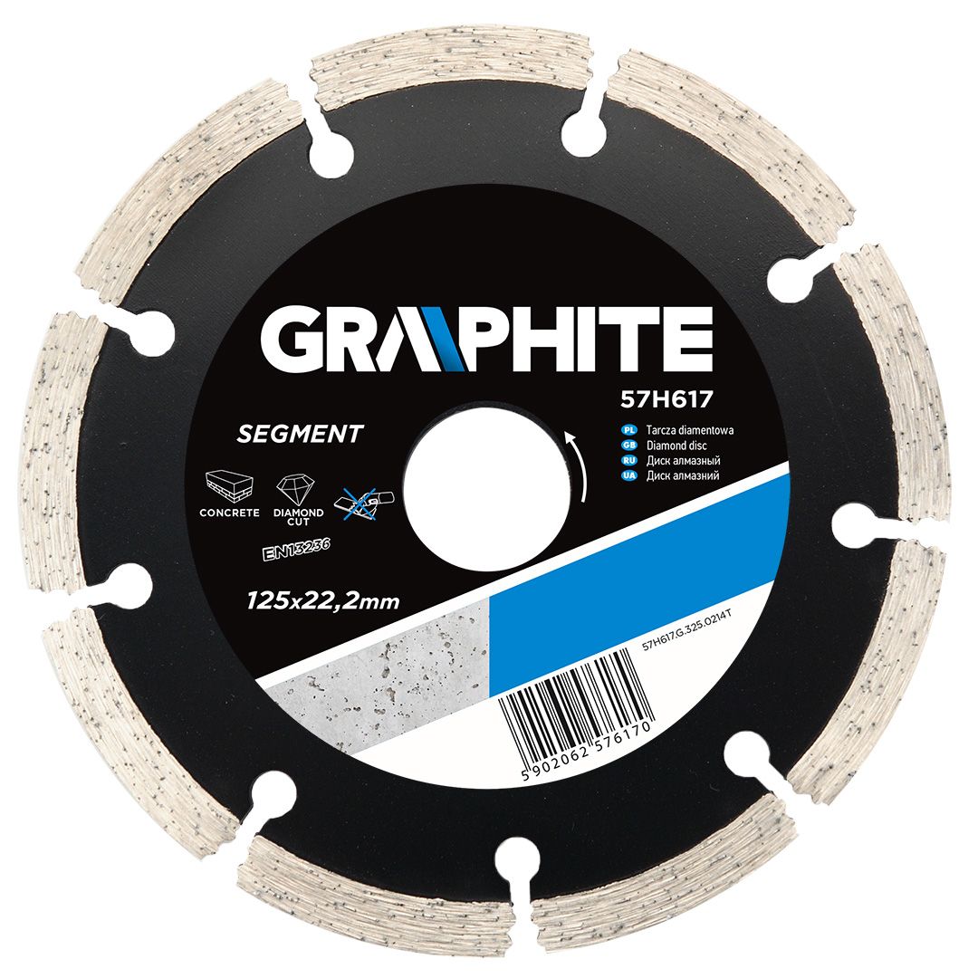 Disc diamantat segmentat, Graphite, 125 x 22.2 x 2.2 mm