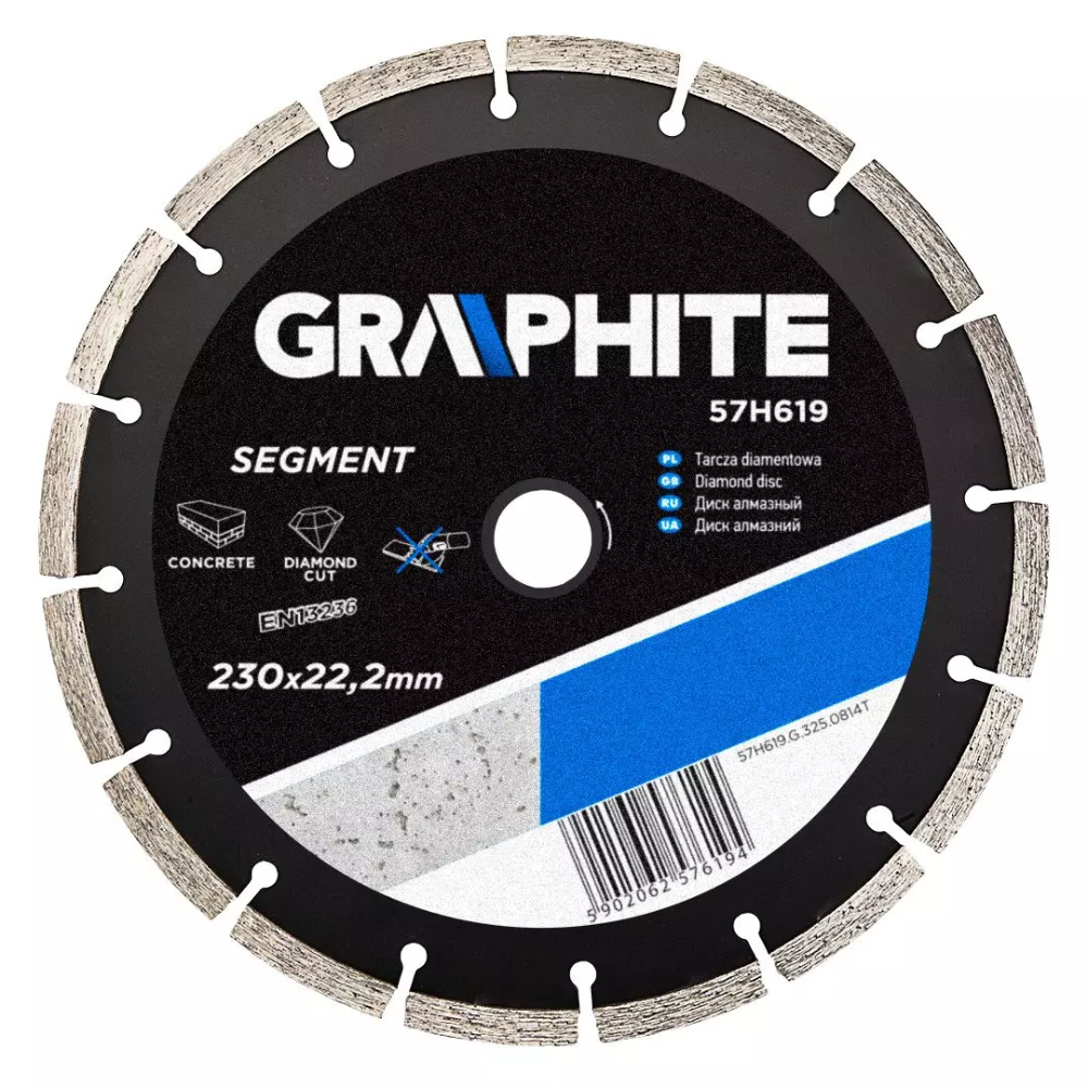 Disc diamantat segmentat debitare beton Graphite, 230 x 22.2 x 2.7 mm