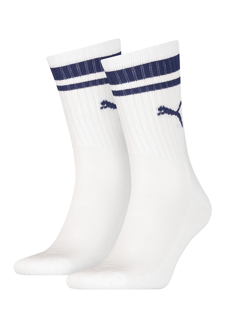 Set de sosete lungi unisex cu detalii striate - 2 perechi - Alb