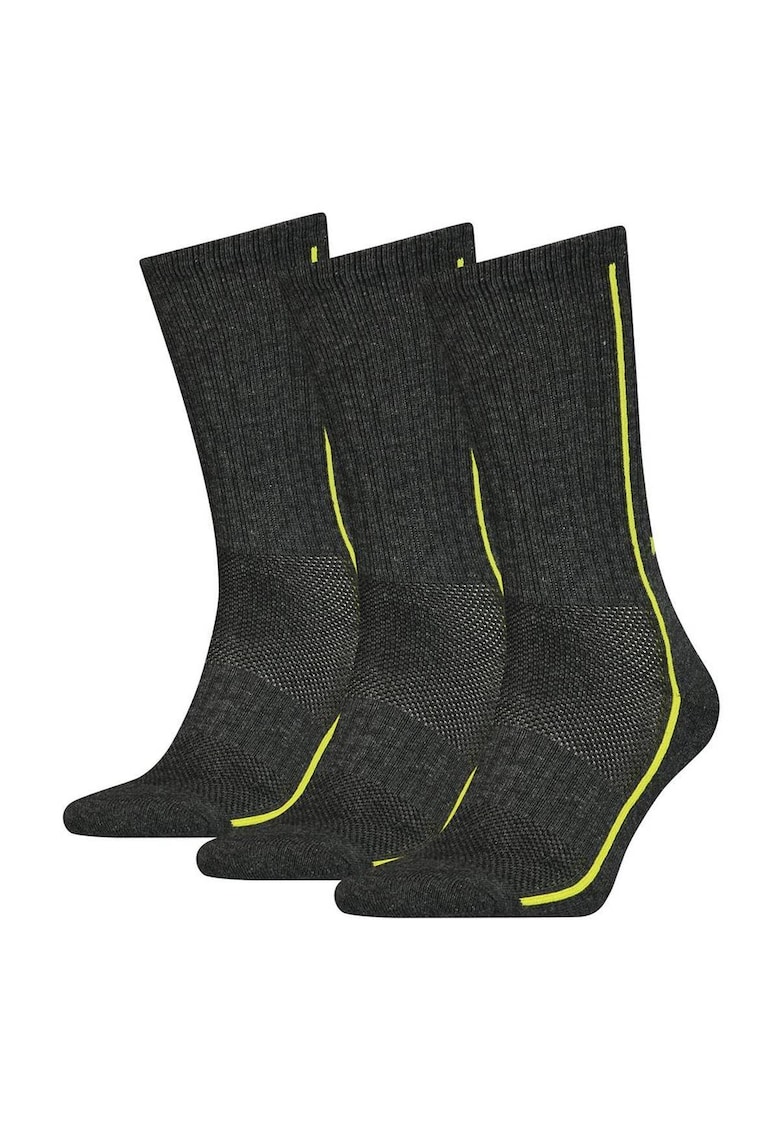 Set de sosete unisex - lungi striate - 3 perechi - Gri inchis