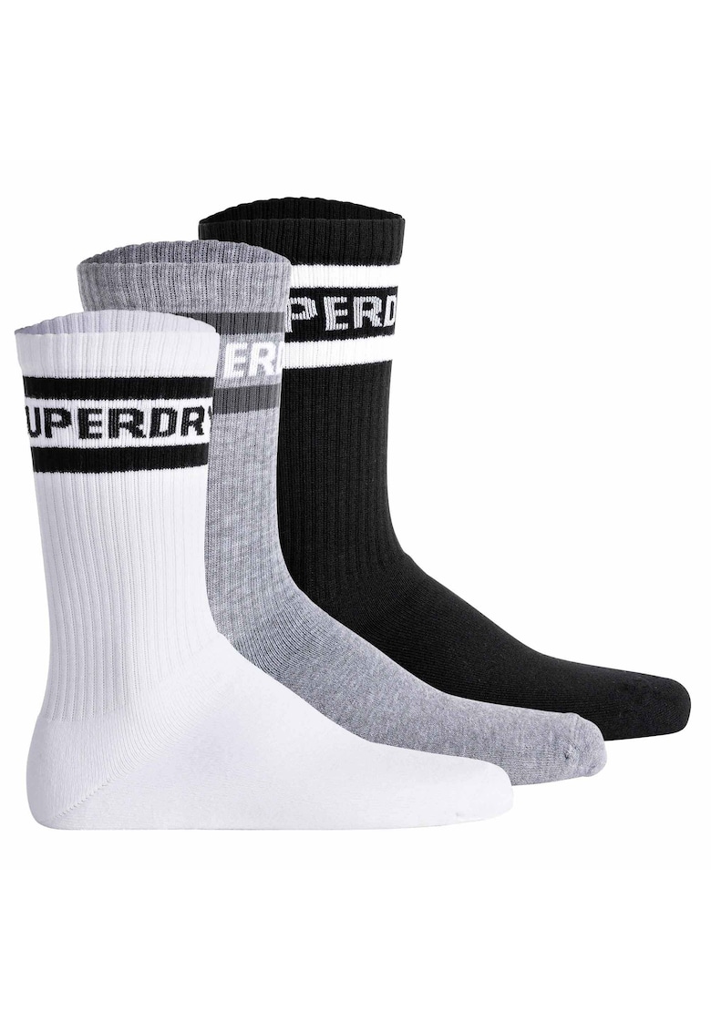 Set de sosete lungi unisex Coolmax - 3 perechi - Alb/Negru/Gri
