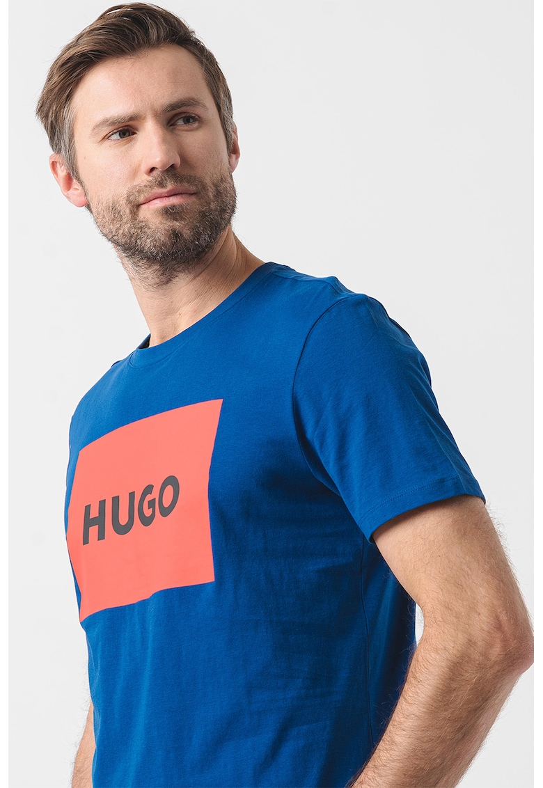 Tricou regular fit cu imprimeu logo Dulive - Albastru