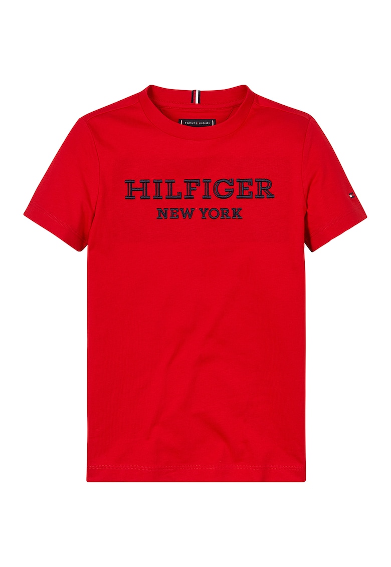 Tricou cu imprimeu logo pe piept - Rosu