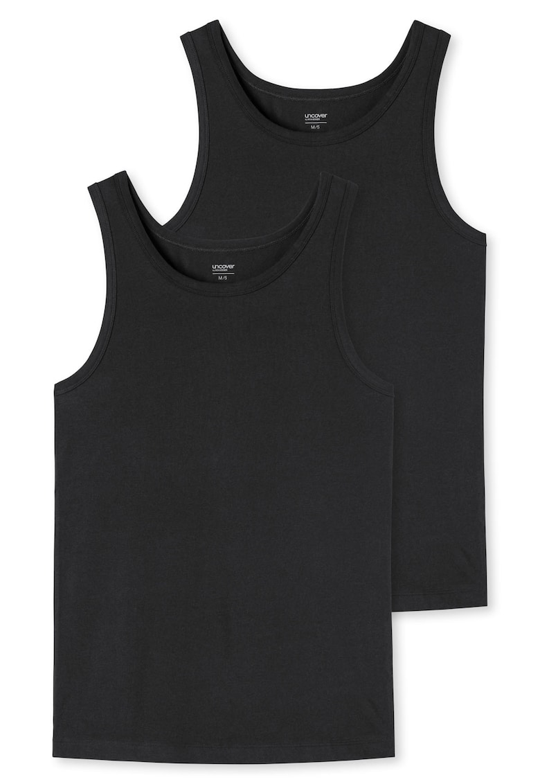 Set de topuri cu decolteu la baza gatului - 2 piese - Negru