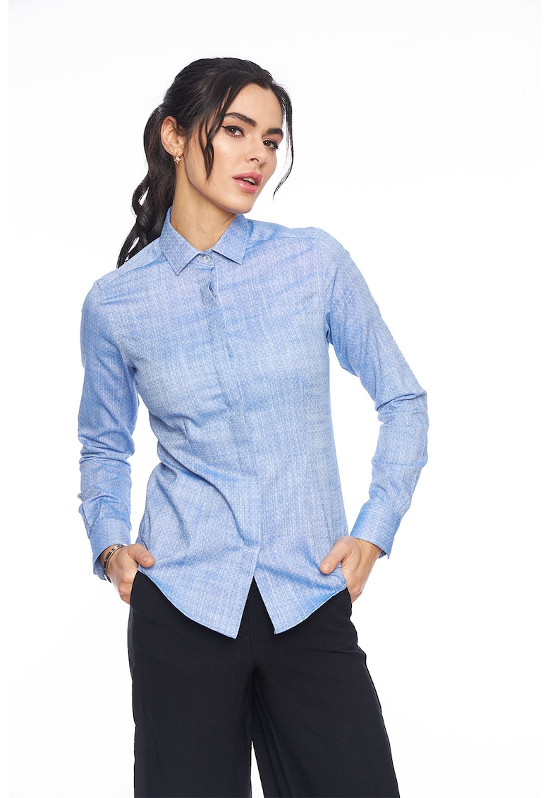 Camasa slim fit cu terminatie rotunjita - Albastru lavanda