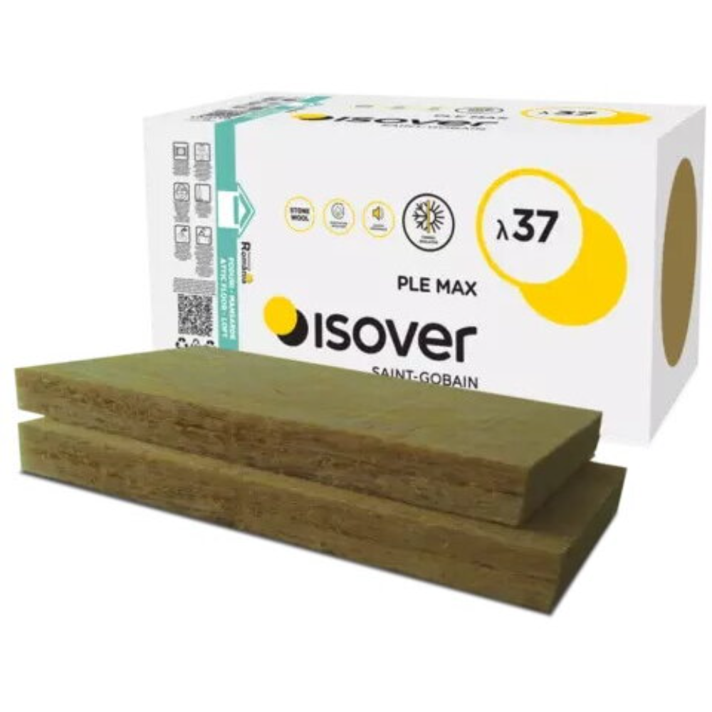 Vata minerala bazaltica Isover PLE MAX 50, necaserata, 7.2 m²/pachet, 50 x 600 x 1000 mm