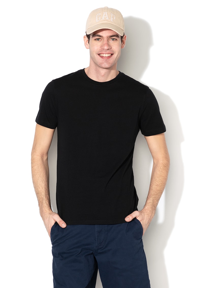 Tricou cu decolteu rotund 000440775 - Negru