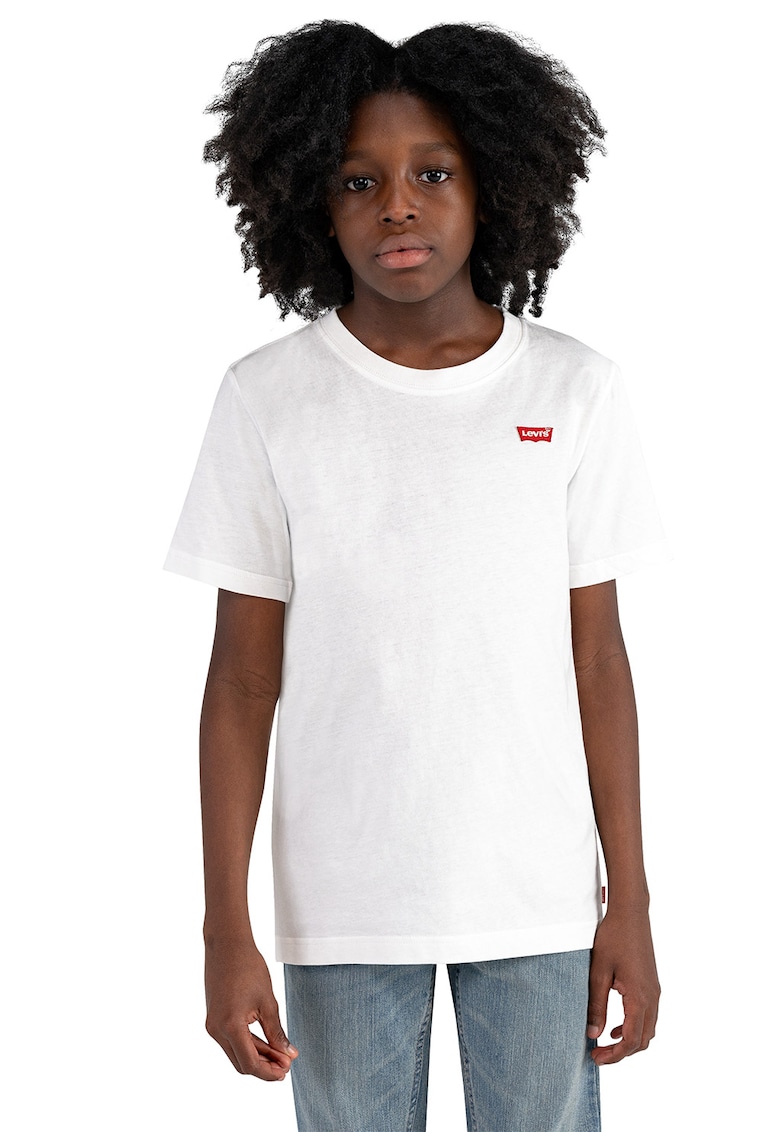 Tricou din bumbac cu detaliu logo - Rosu/Alb