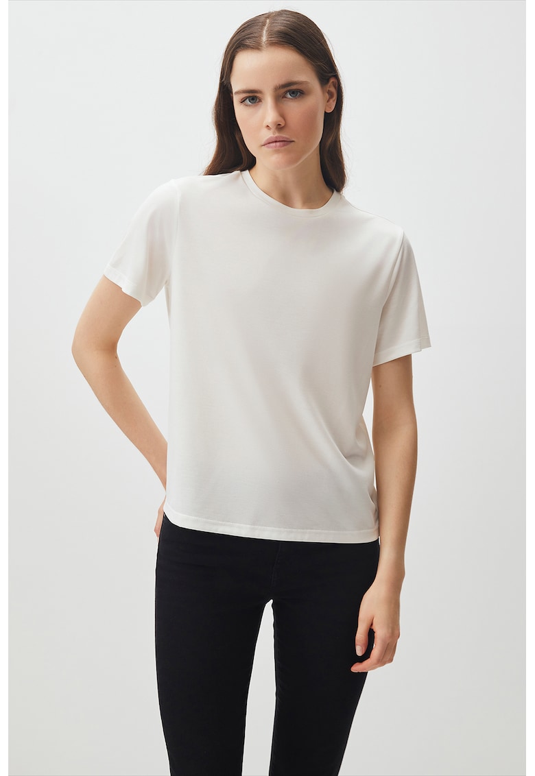 Tricou cu decolteu la baza gatului Tiziano - Alb murdar