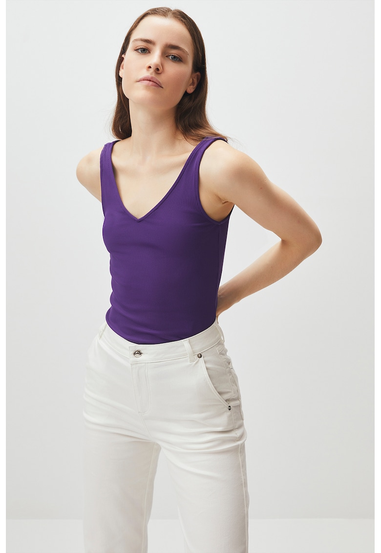 Top cu decolteu in V Unique - Violet
