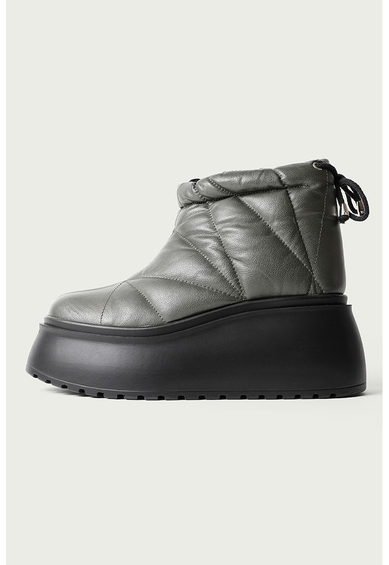 Ghete din piele cu talpa wedge Hazel - Verde feriga