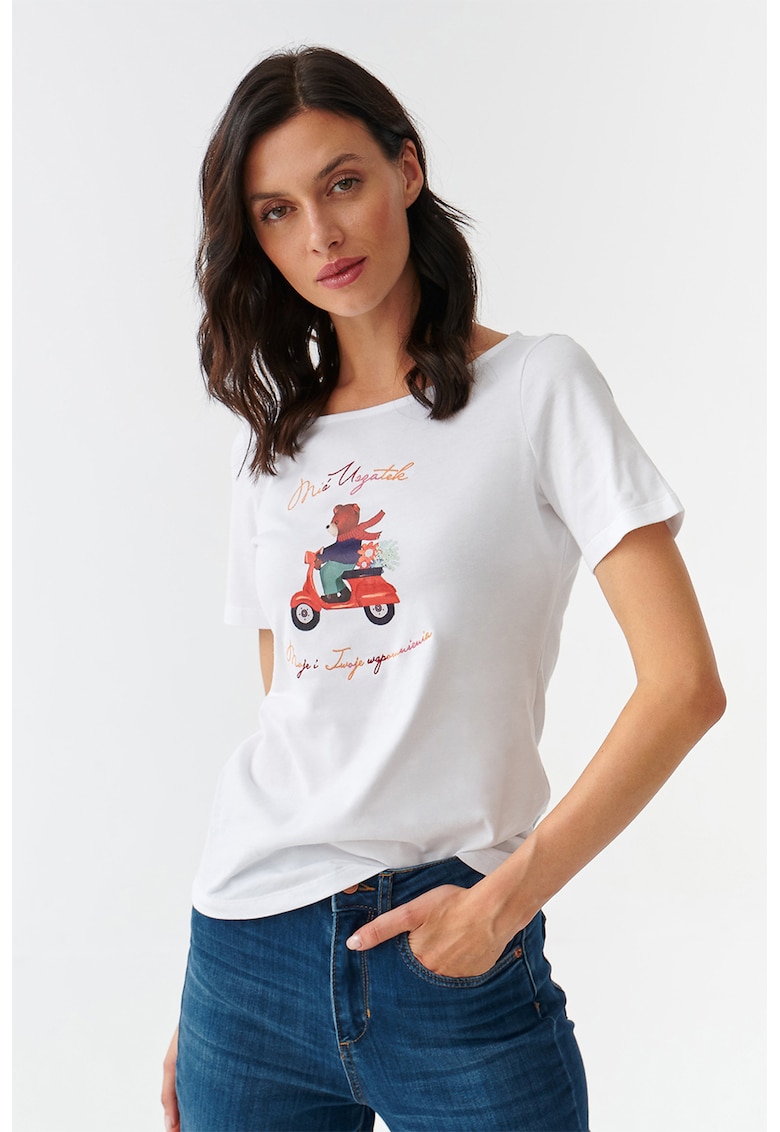 Tricou cu imprimeu grafic - Alb