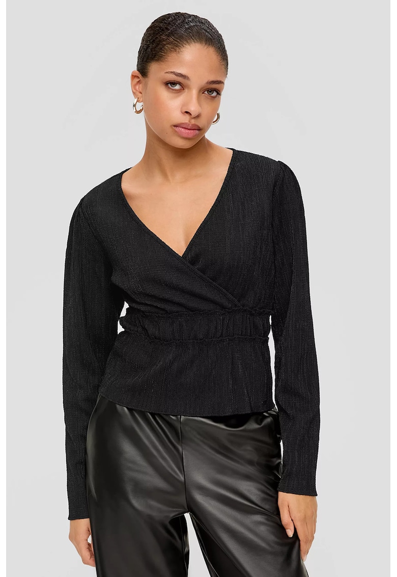 Bluza cu decolteu cache-coeur - Negru