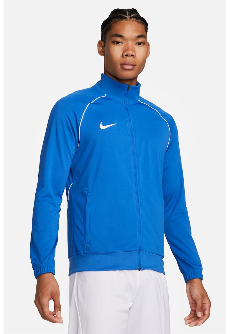 Bluza cu fermoar si guler mediu pentru fotbal - Alb/Albastru royal