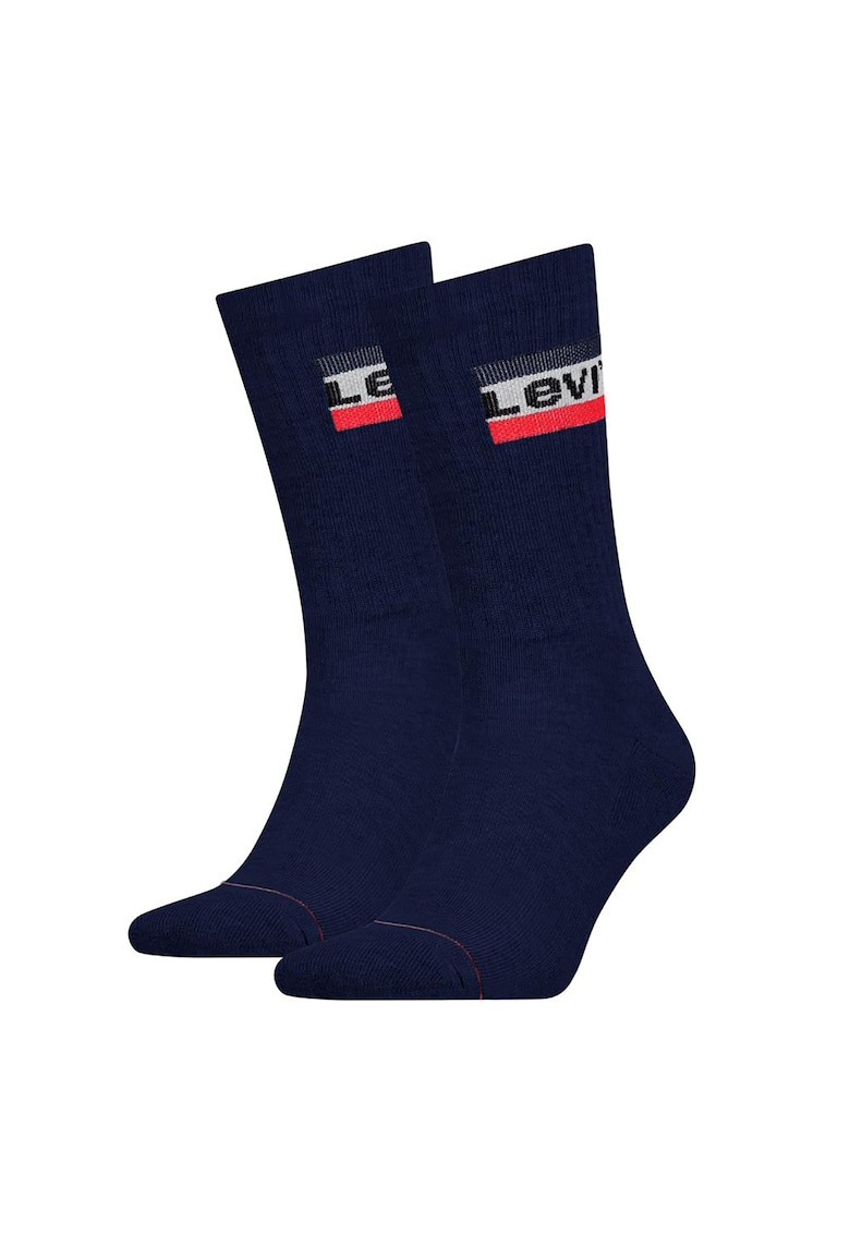 Set de sosete lungi unisex cu logo - 2 perechi - Albastru