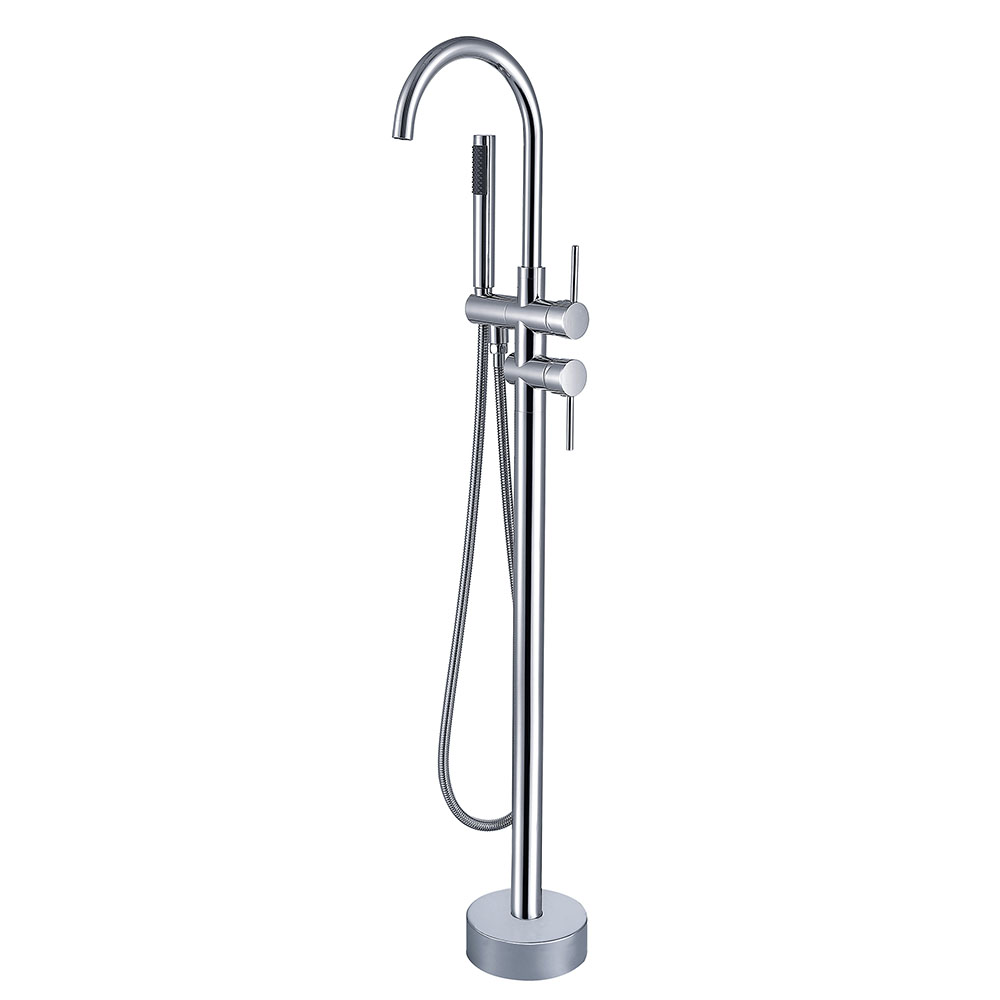 Baterie cada freestanding Axys Seel, fixare in podea, alama, crom, monocomanda, 109 x 95.5 x 16 cm