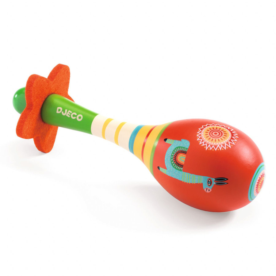 Jucarie Educativa Maracas din lemn si pasla, intrument muzical pentru percutie