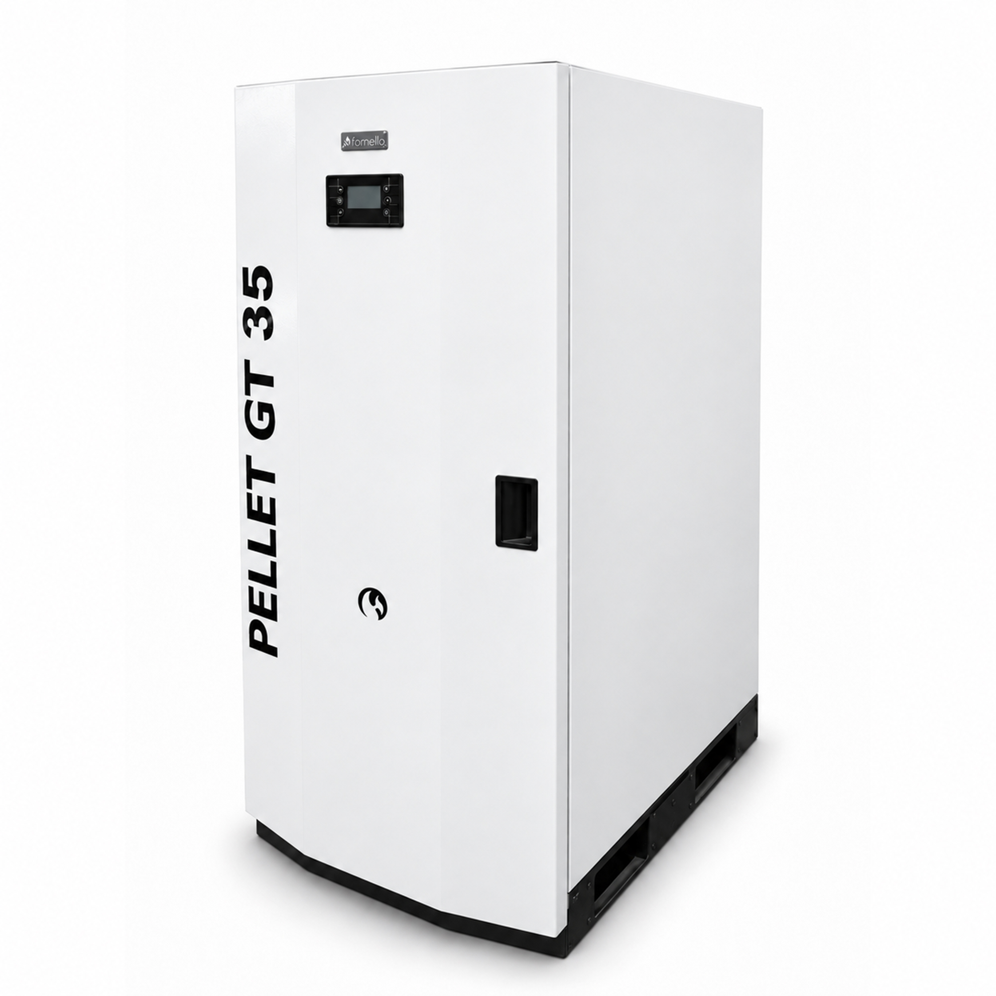 Centrala termica pe peleti Fornello GT 35 Standard 35 KW echipata cu pompa circulatie vas expansiune manometru supapa de siguranta curatare mecanica arzator de peleti si schimbator de caldura buncar peleti integrat 50 kg A+