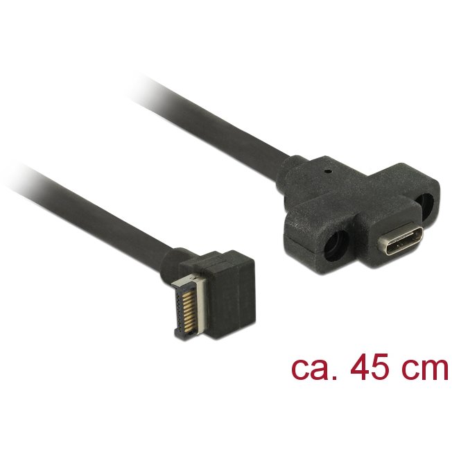 Delock Cable USB Key A 20Pin-Type-C(F) 3.1 45CM Panel Mount