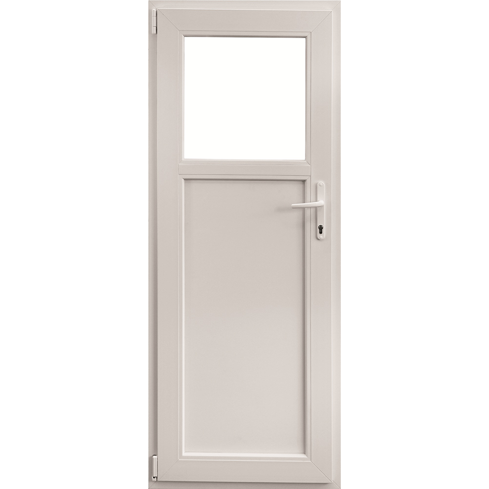 Usa PVC secundara, alb, 76 x 204 cm, stanga, geam 1/3