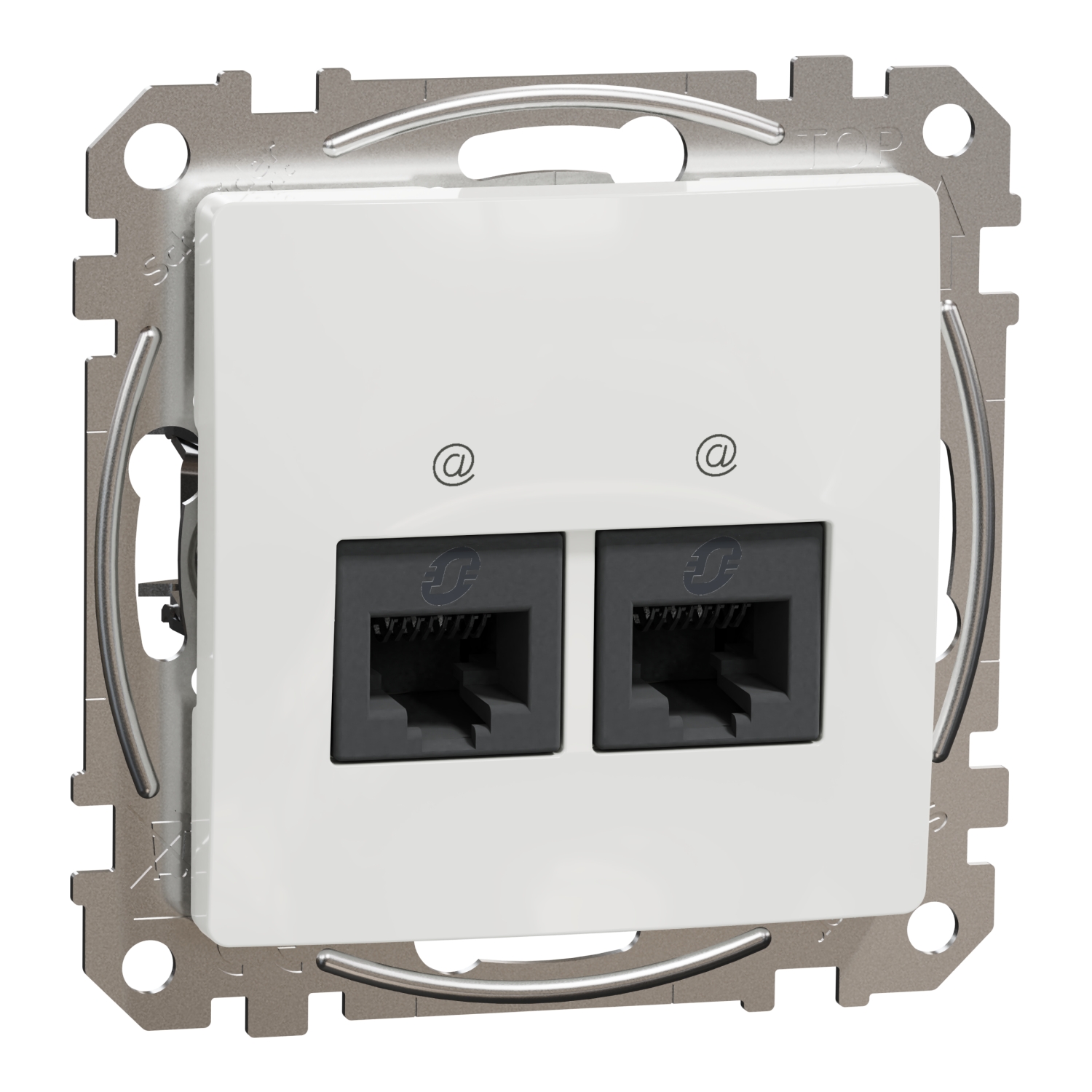 Priza de date dubla Schneider Sedna SDD111452, RJ45, Cat5, fara rama, alb, montaj ingropat