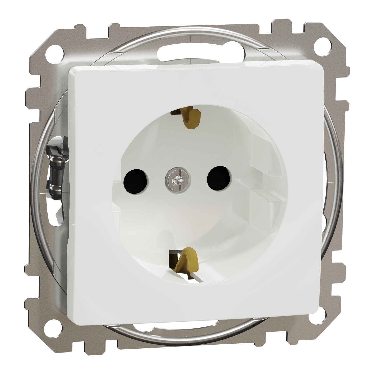 Priza schuko simpla Schneider Sedna SDD111021, incastrata, contact de protectie, alb