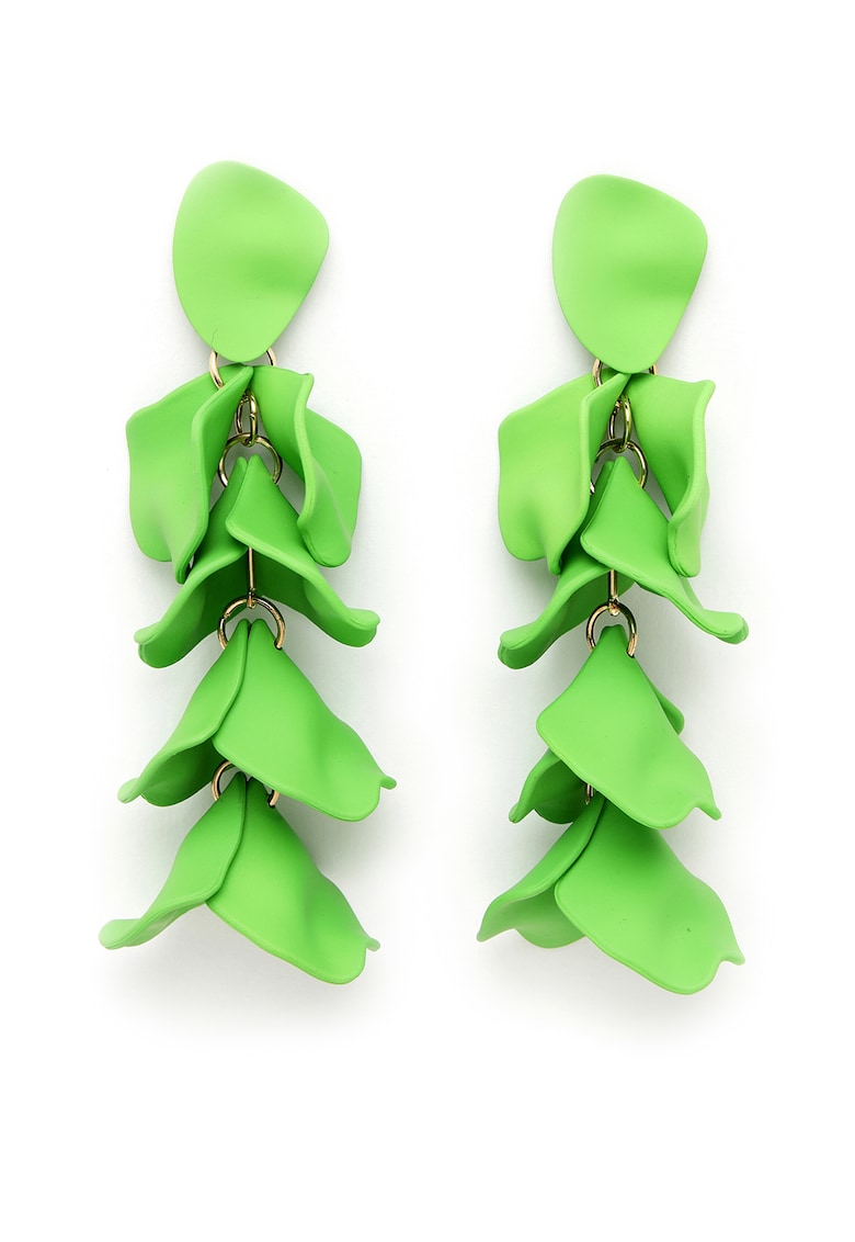 Cercei in forma de petale - placati cu aur de 18K - Verde/Auriu