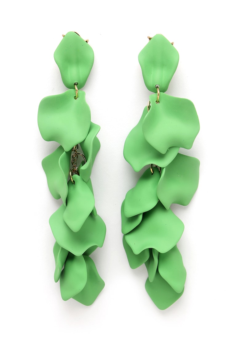 Cercei in forma de petala placati cu aur de 18K - Verde/Auriu