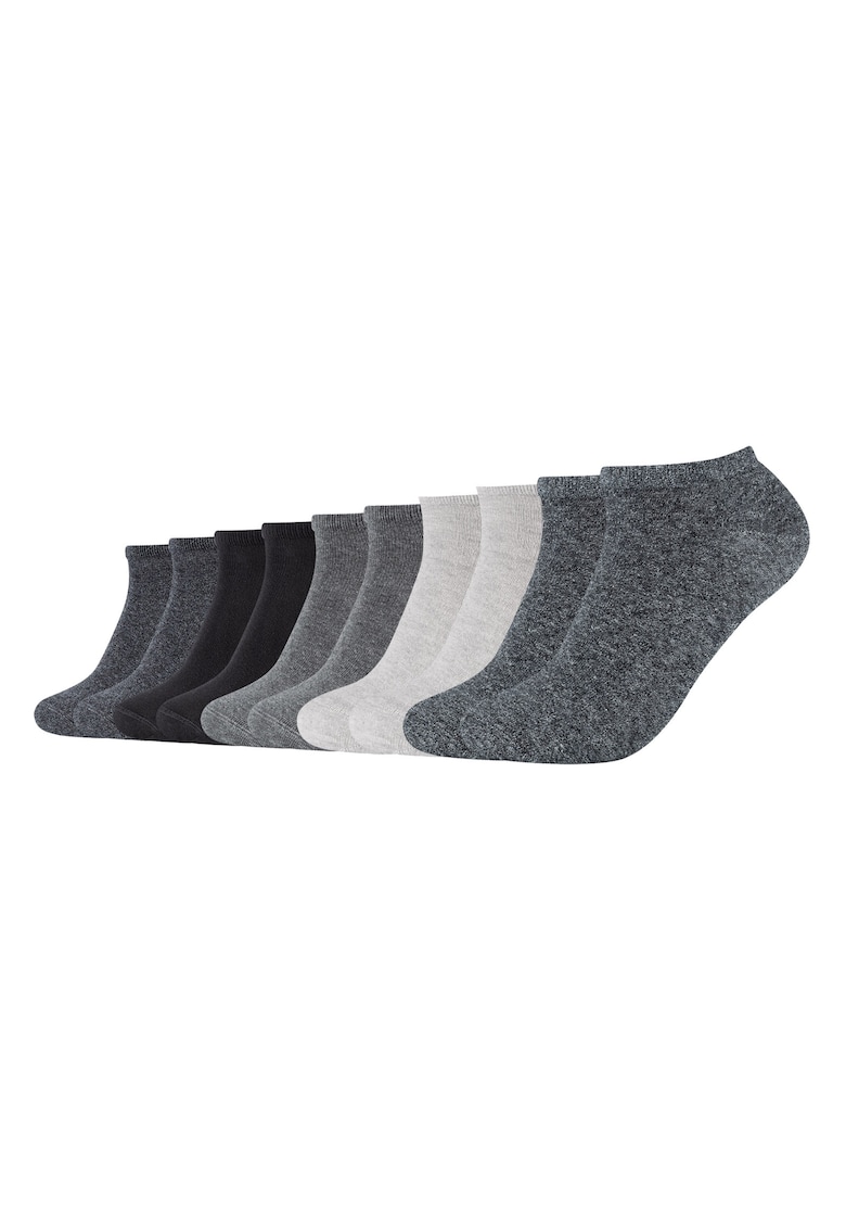 Set de sosete unisex pana la glezna - 10 perechi - Negru/Gri melange