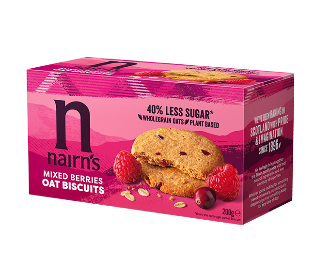 Biscuiti din Ovaz Integral cu Fructe de Padure 200G Nairn's