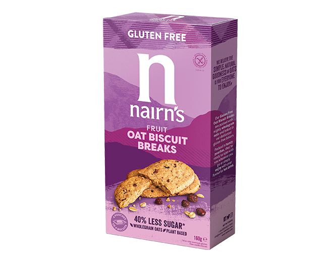 Biscuiti Fara Gluten din Ovaz Integral cu Fructe 160G Nairn's