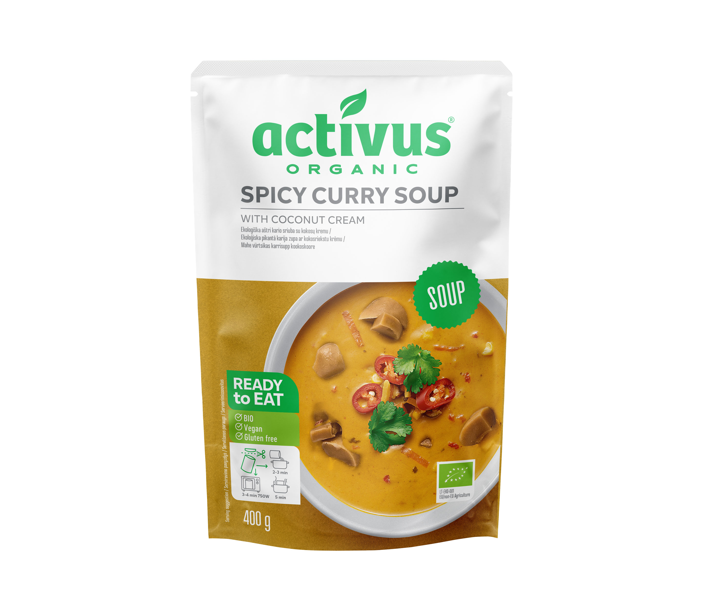 Supa BIO din Curry cu Crema de Cocos si Ciuperci Shiitake 400G Activus