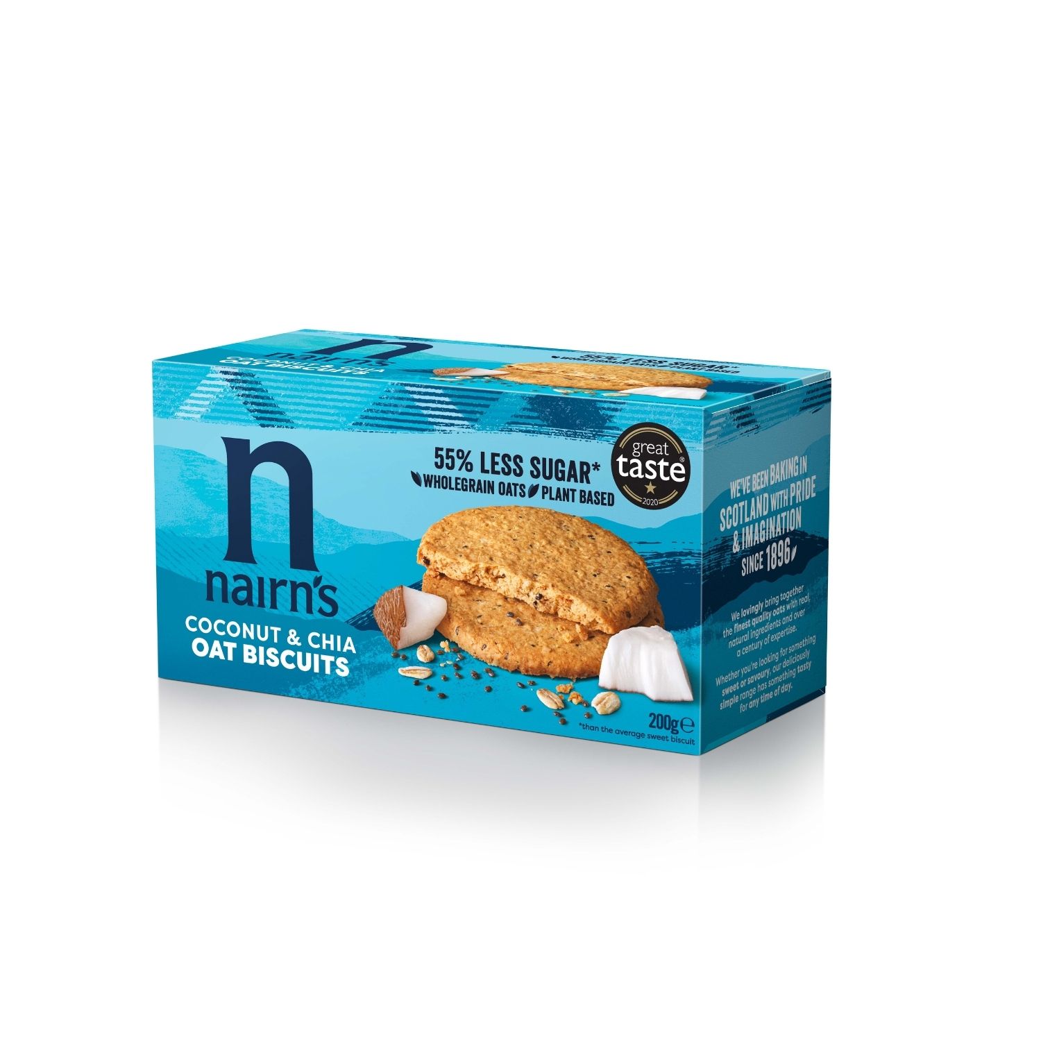 Biscuiti din Ovaz Integral cu Cocos si Seminte de Chia 200G Nairn's