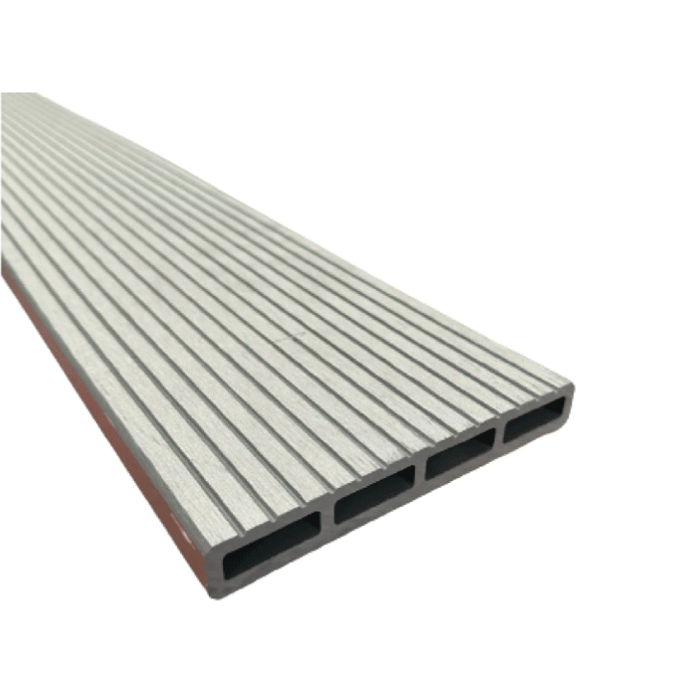 Placa de gard 3D WPC, lemn compozit, gri deschis, 2000 x 20 x 150 mm
