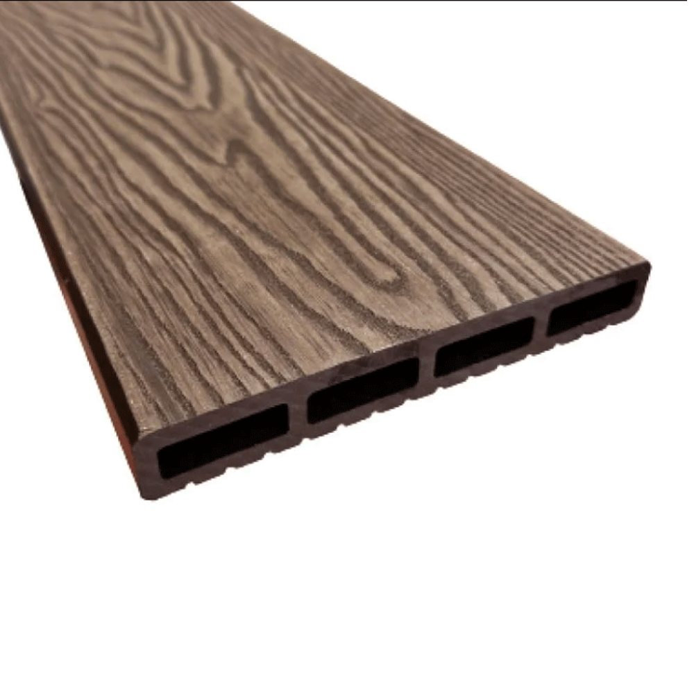 Placa de gard 3D WPC, lemn compozit, maro, 2000 x 20 x 150 mm