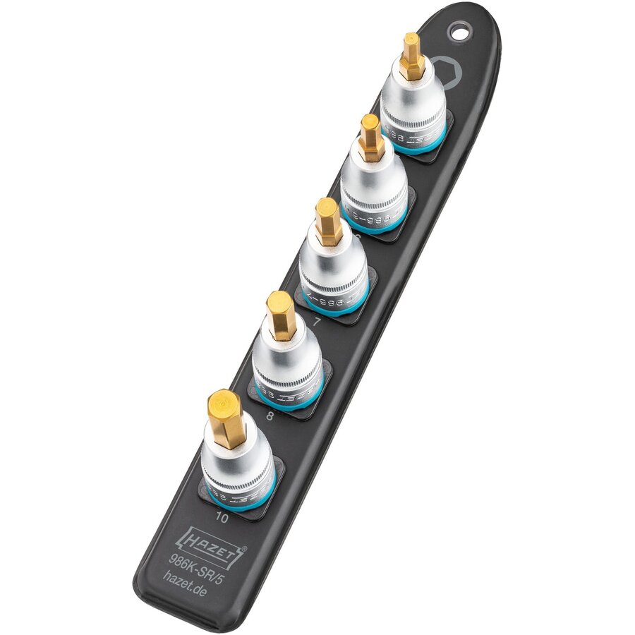 SmartRail 1/2 socket wrench set, hexagon socket, 5 pieces (black, 5mm - 10mm, short)