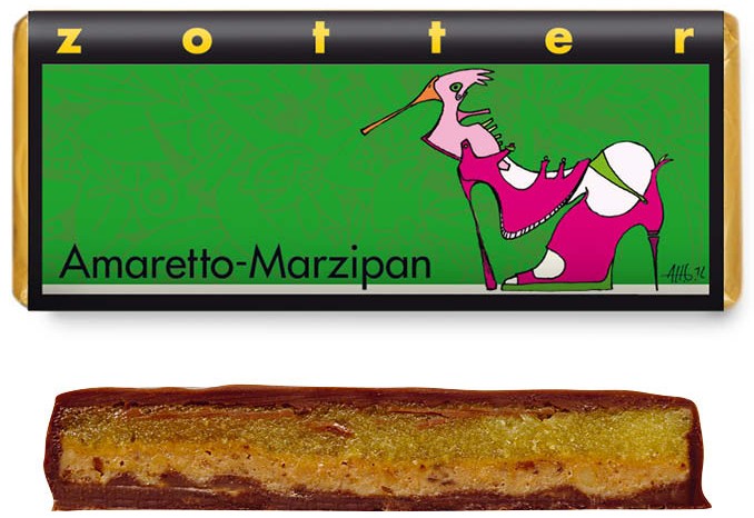 Bio  +  fair ciocolata cu amaretto si martipan, 70g Zotter