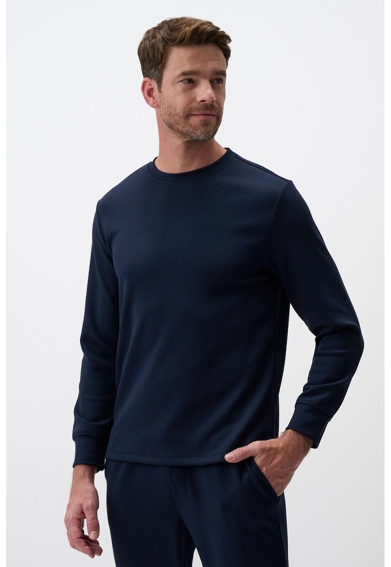 Oferte la Bluza de trening din amestec de modal cu decolteu la baza gatului - Bleumarin
