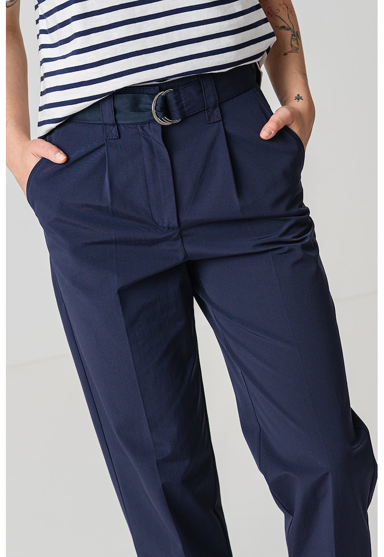 Oferte la Pantaloni crop cu talie inalta - Bleumarin