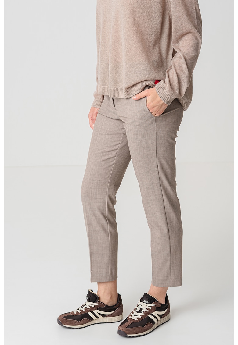 Oferte la Pantaloni crop cu talie inalta - Maro taupe deschis