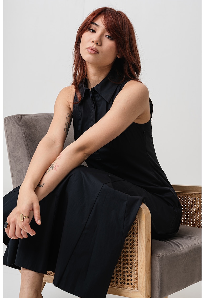 Oferte la Rochie midi cu buzunare laterale - Negru